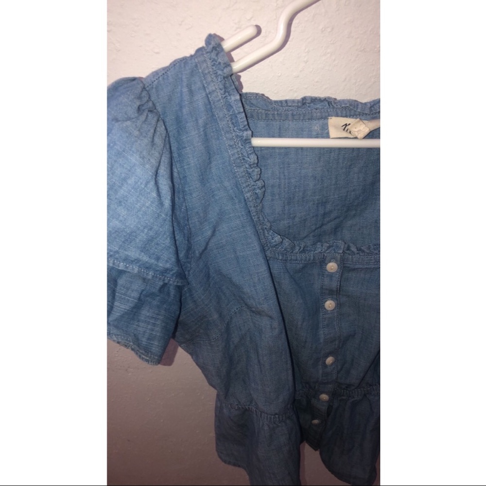 Madewell Denim Ruffle Top - Picture 3 of 3
